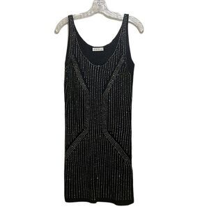 G & B dress crochet knit beaded black sleeveless bodycon Small